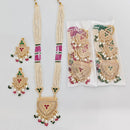 Rajwadi Collection Exquisite Pota Stone And Pearl And Beads Long Necklace Set