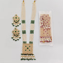 Rajwadi Collection Floral Bloom Pota Stone And Pearl Long Necklace Set