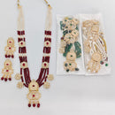 Rajwadi Collection Viraasat Meenakari Pota Stone And Pearl Long Necklace Set