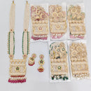 Rajwadi Collection Regal Meenakari Pearl And Beads Long Necklace Set With Pota Stones And Flower Motifs