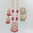 Rajwadi Collection Enigma Meenakari Pota Stone And Pearl Long Necklace Set With Lotus Motifs