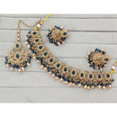 Rajwadi Collection Traditional Crystal Stone And Pearl Choker Necklace Set