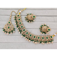 Rajwadi Collection Traditional Crystal Stone And Pearl Choker Necklace Set