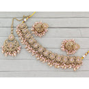 Rajwadi Collection Traditional Crystal Stone And Pearl Choker Necklace Set