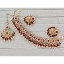 Rajwadi Collection Traditional Crystal Stone And Pearl Choker Necklace Set