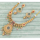 Rajwadi Collection  Pota Stone And Pearl  Necklace Set