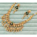 Rajwadi Collection  Pota Stone And Pearl  Necklace Set
