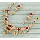 Rajwadi Collection Meenakari Pota Stone and Pearl Necklace Set