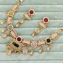 Rajwadi Collection Meenakari Pota Stone and Pearl Necklace Set