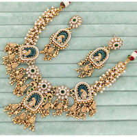 Rajwadi Collection Traditional Pota Stone & Pearl Necklace Set