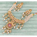 Rajwadi Collection Meenakari Pota Stone and Pearl Necklace Set