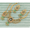 Rajwadi Collection  Pota Stone And Pearl  Necklace Set