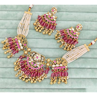 Rajwadi Collection  Pota Stone And Pearl  Necklace Set