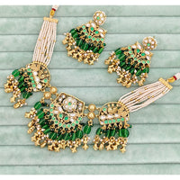 Rajwadi Collection  Pota Stone And Pearl  Necklace Set