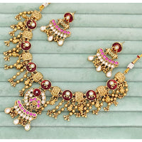 Rajwadi Collection  Pota Stone And Pearl  Necklace Set
