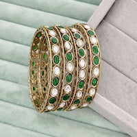 Rajwadi Collection Heritage Pota Stone Bangles Set