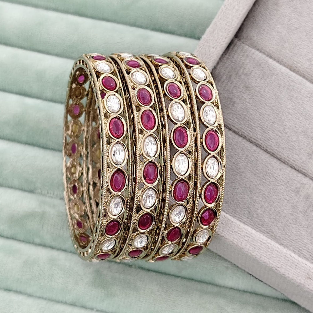 Rajwadi Collection Heritage Pota Stone Bangles Set