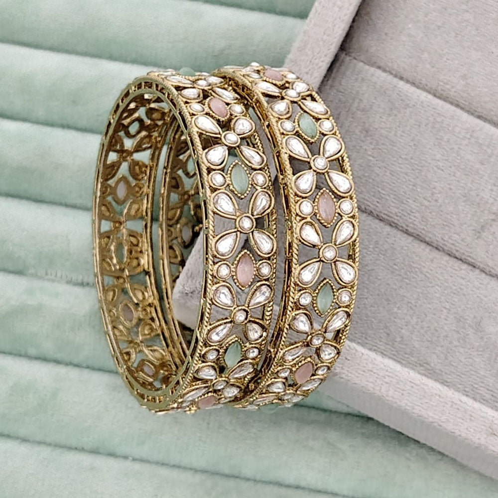 Rajwadi Collection Heritage Pota Stone Bangles Set