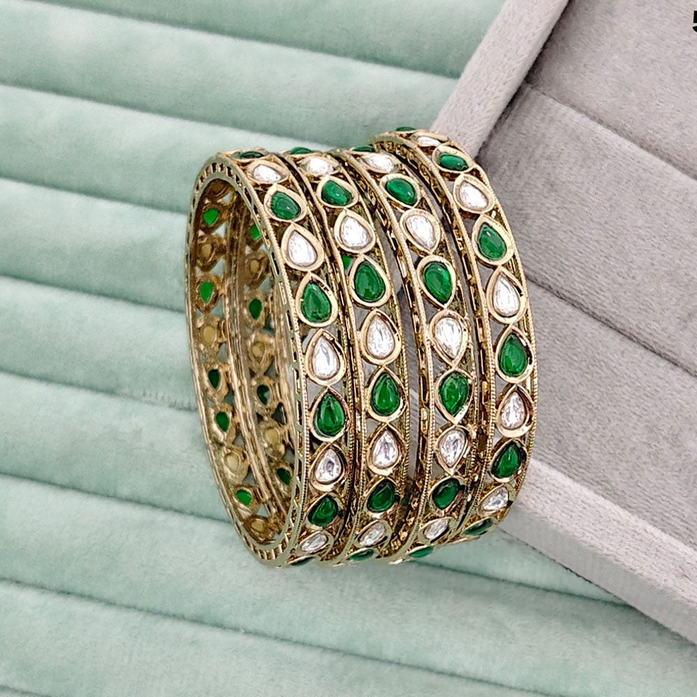 Rajwadi Collection Heritage Pota Stone Bangles Set