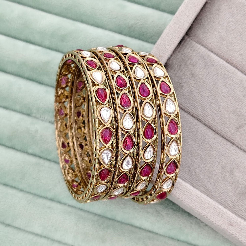 Rajwadi Collection Heritage Pota Stone Bangles Set