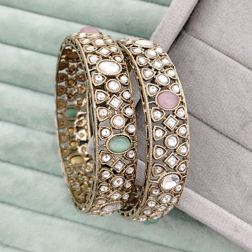 Rajwadi Collection Heritage Pota Stone Bangles Set