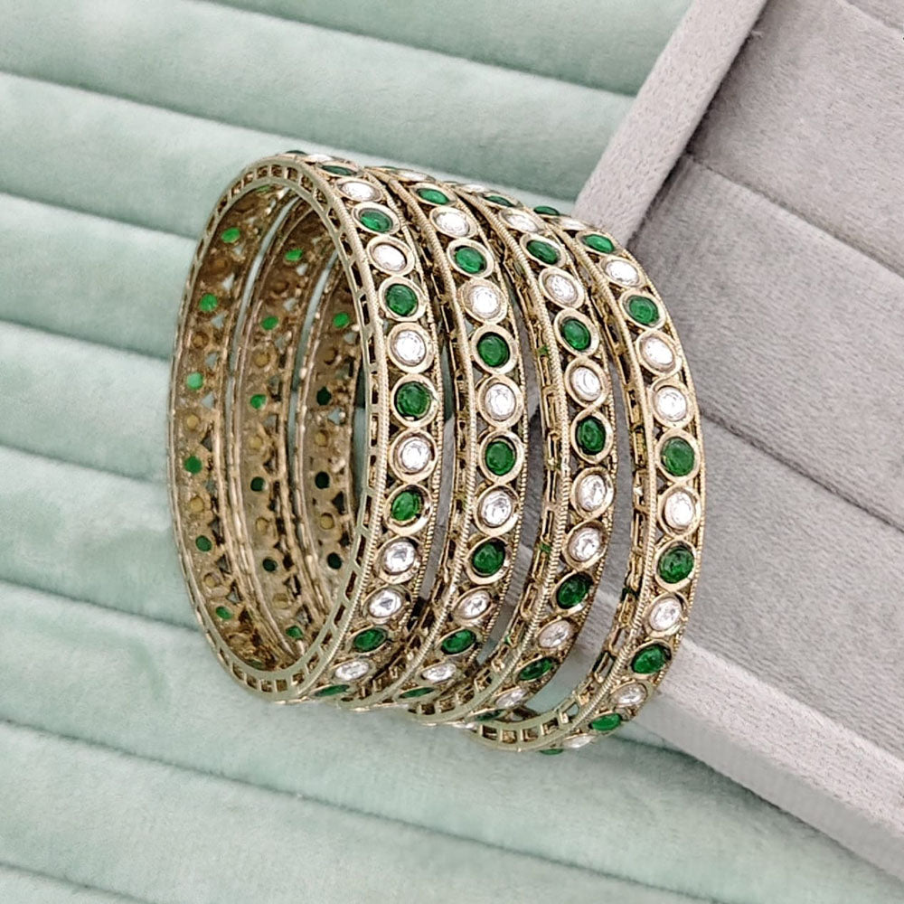 Rajwadi Collection Heritage Pota Stone Bangles Set