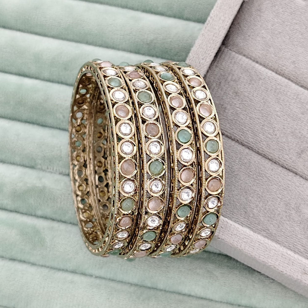 Rajwadi Collection Heritage Pota Stone Bangles Set