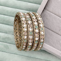 Rajwadi Collection Heritage Pota Stone Bangles Set