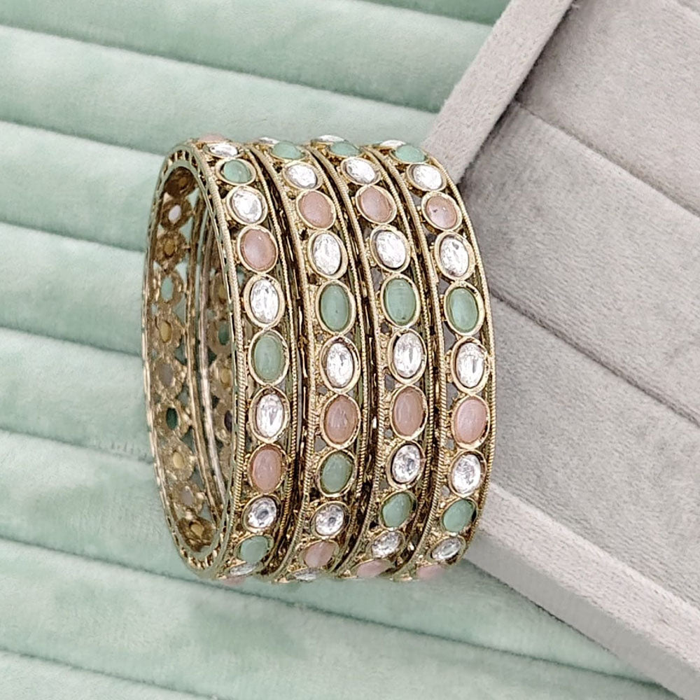 Rajwadi Collection Heritage Pota Stone Bangles Set