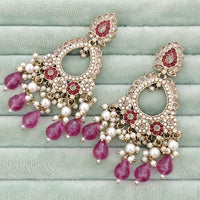Rajwadi Collection Royal Crystal Stone And Beads Designer Dangler Earrings