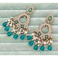 Rajwadi Collection Royal Crystal Stone And Beads Designer Dangler Earrings