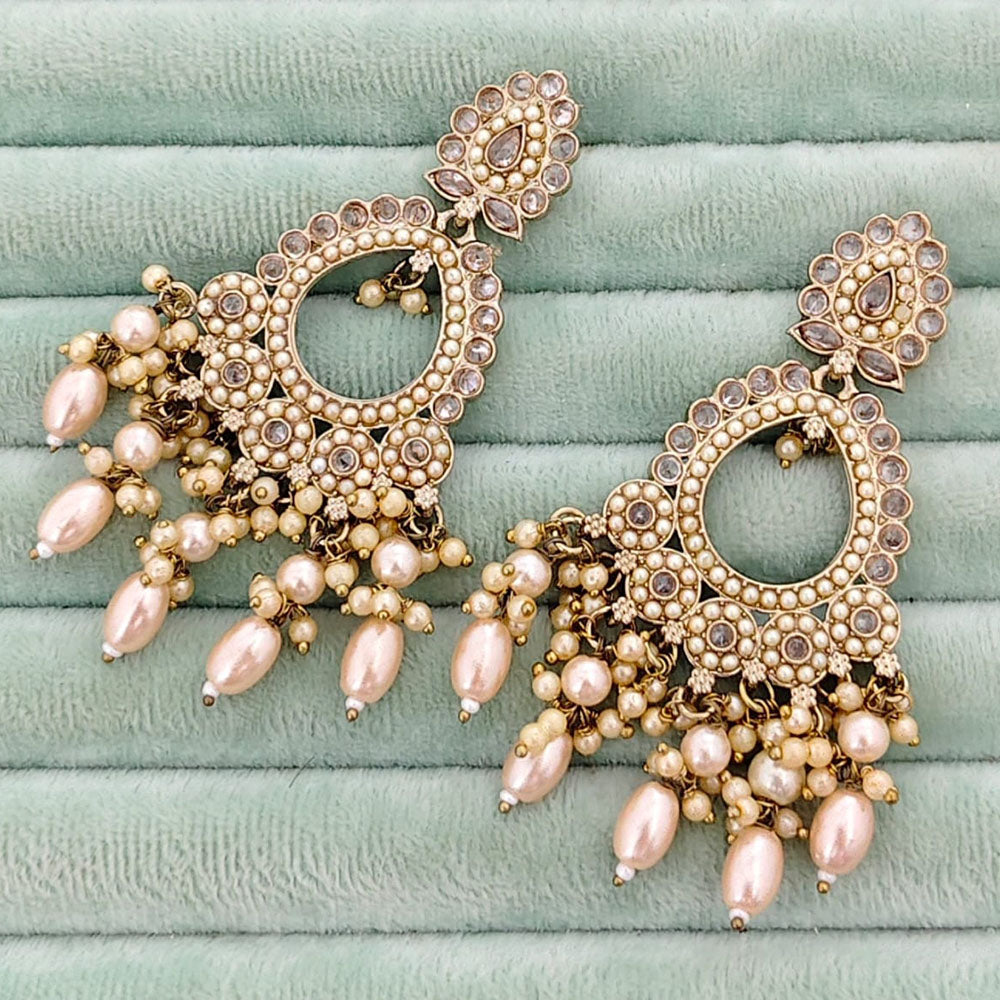 Rajwadi Collection Royal Crystal Stone And Beads Designer Dangler Earrings