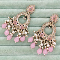 Rajwadi Collection Royal Crystal Stone And Beads Designer Dangler Earrings