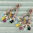 Rajwadi Collection Royal Crystal Stone And Beads Designer Dangler Earrings