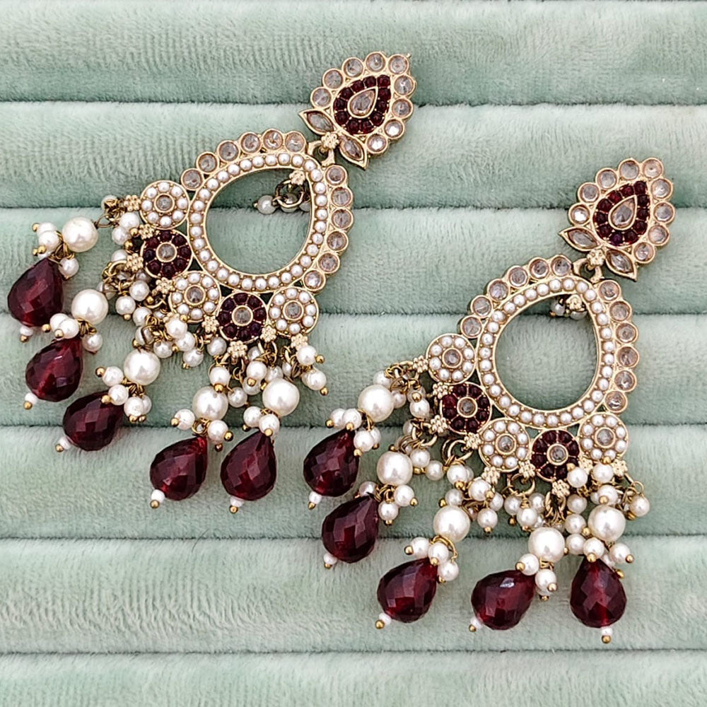 Rajwadi Collection Royal Crystal Stone And Beads Designer Dangler Earrings