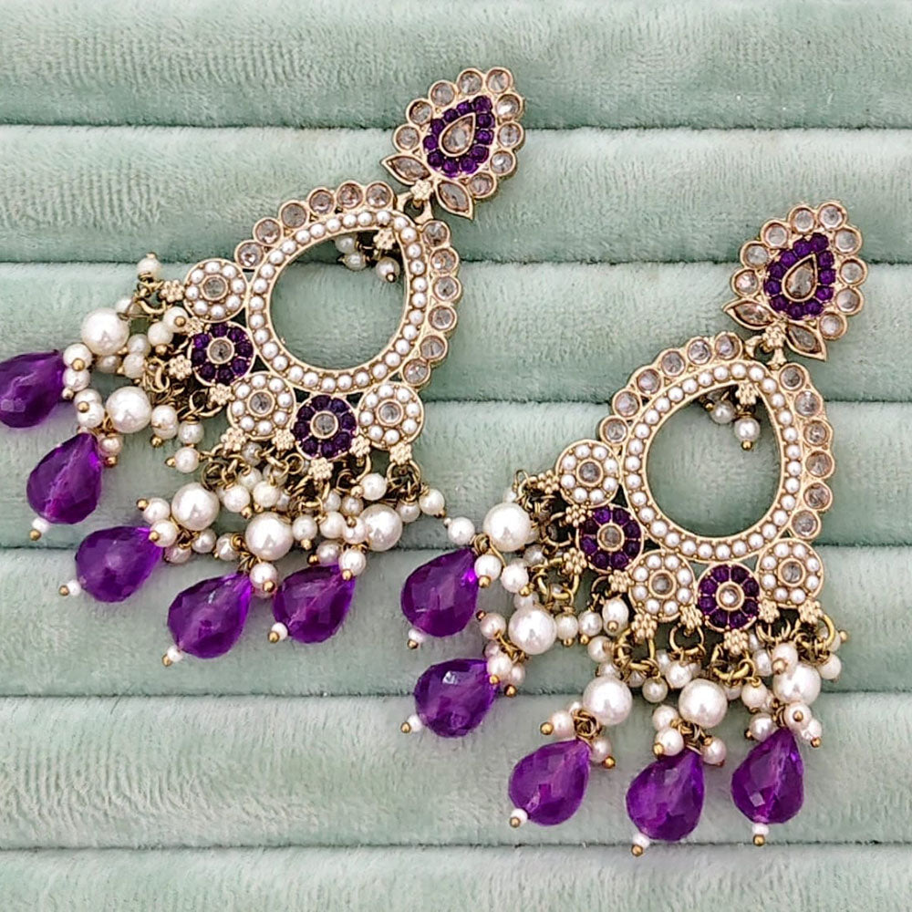 Rajwadi Collection Royal Crystal Stone And Beads Designer Dangler Earrings