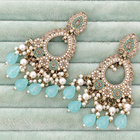 Rajwadi Collection Royal Crystal Stone And Beads Designer Dangler Earrings