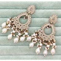 Rajwadi Collection Royal Crystal Stone And Beads Designer Dangler Earrings