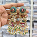 Rajwadi Collection Antique Finish Pota Stone And Pearl Long Dangler Earrings