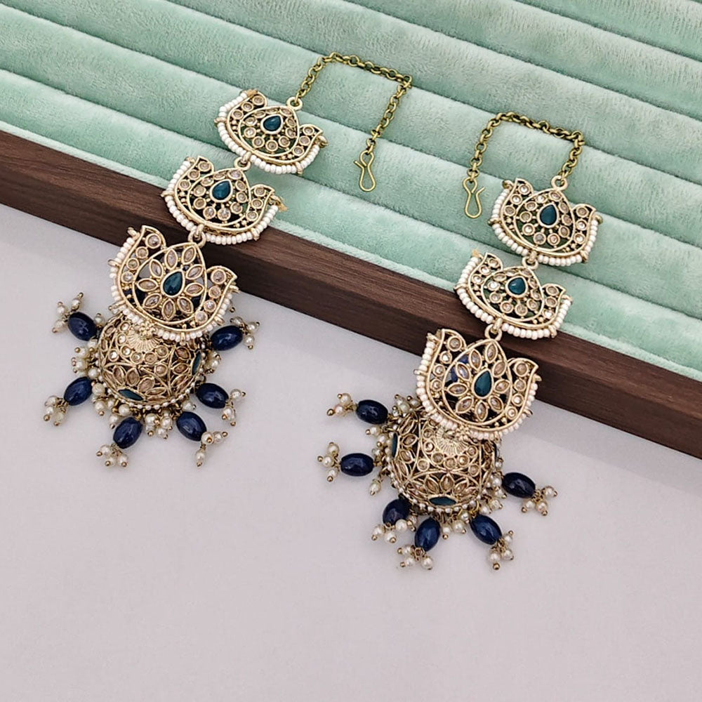 Rajwadi Collection Luxury Crystal Stone Pearl And Beads Jhumki Earrings