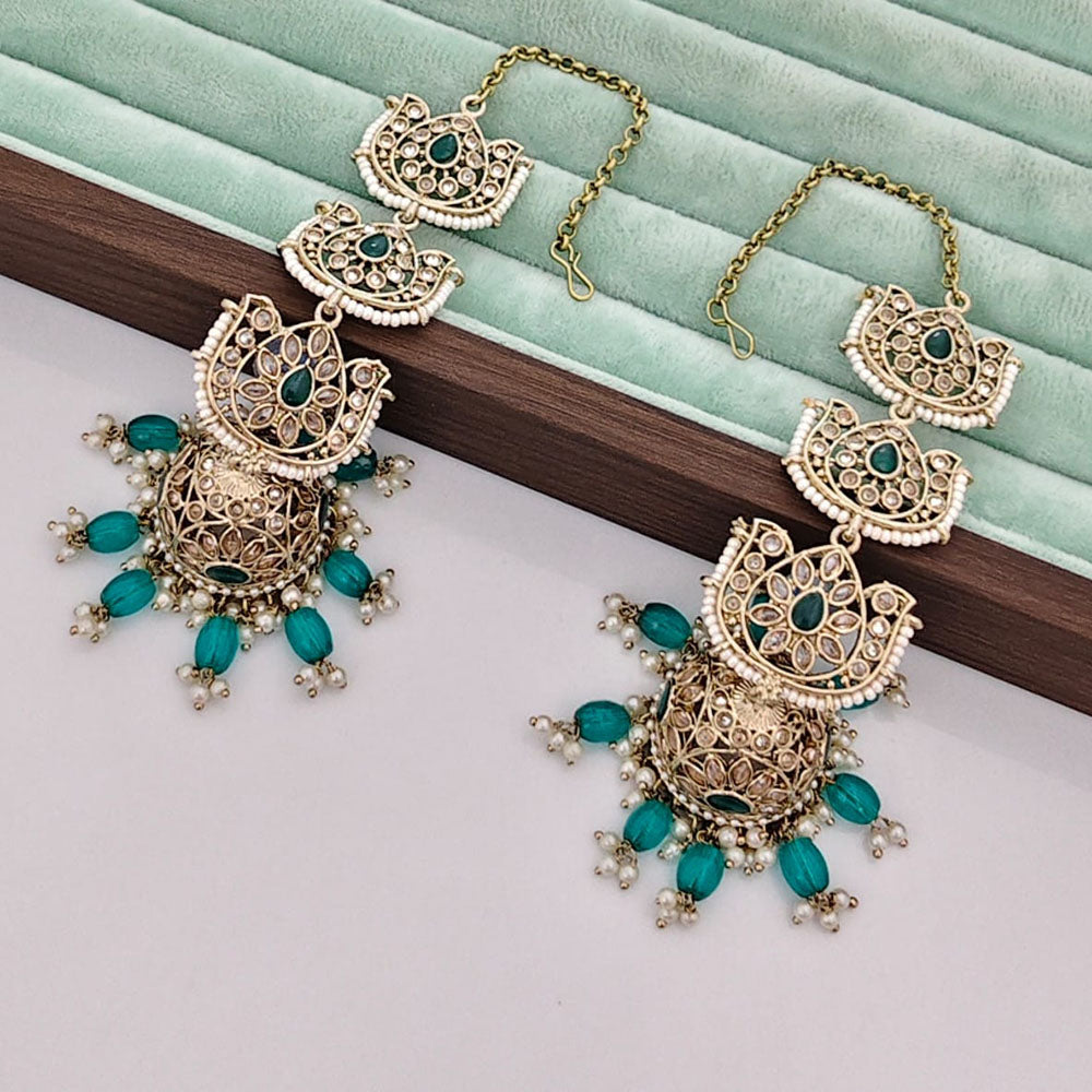 Rajwadi Collection Luxury Crystal Stone Pearl And Beads Jhumki Earrings