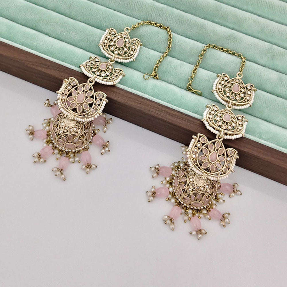 Rajwadi Collection Luxury Crystal Stone Pearl And Beads Jhumki Earrings