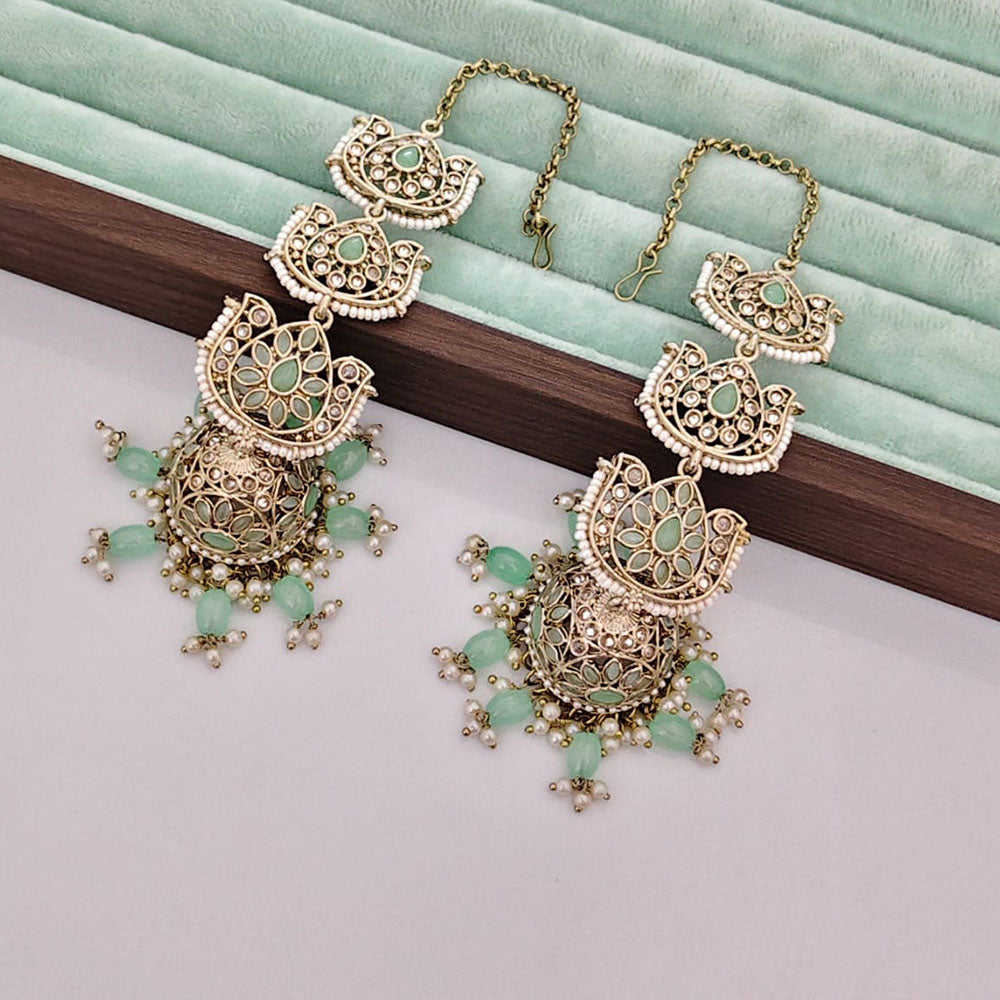 Rajwadi Collection Luxury Crystal Stone Pearl And Beads Jhumki Earrings