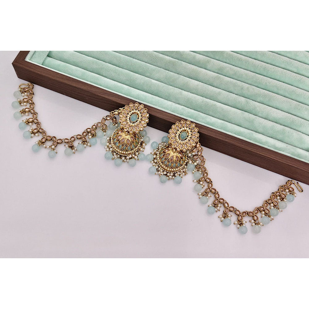 Rajwadi Collection Royal Crystal Stone Pearl & Beads Kanchain Jhumki Earrings