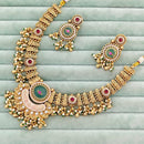 Rajwadi Collection Heritage Pota Stone And Pearl Necklace Set