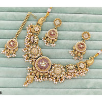 Rajwadi Collection Heritage Pota Stone And Pearl Necklace Set