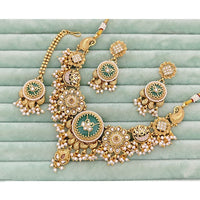 Rajwadi Collection Heritage Pota Stone And Pearl Necklace Set