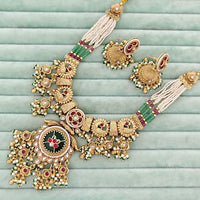 Rajwadi Collection Heritage Pota Stone And Pearl Necklace Set
