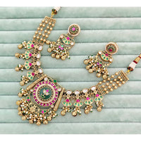 Rajwadi Collection Heritage Pota Stone And Pearl Necklace Set
