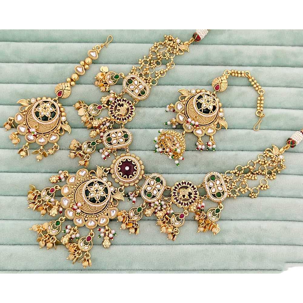 Rajwadi Collection Heritage Pota Stone And Pearl Necklace Set